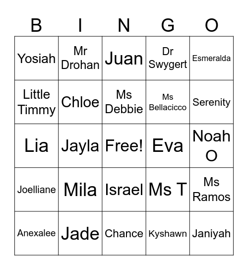HR 25 Bingo Card