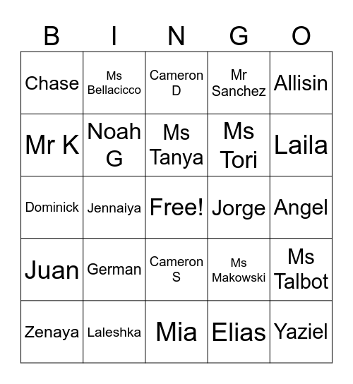HR 26 Bingo Card