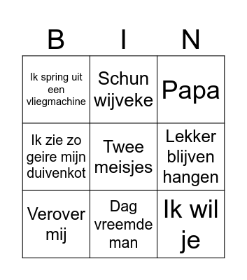 SWINGO Bingo Card
