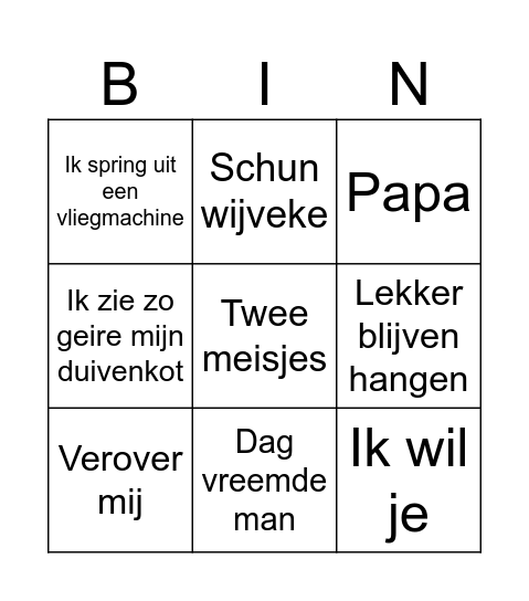 SWINGO Bingo Card