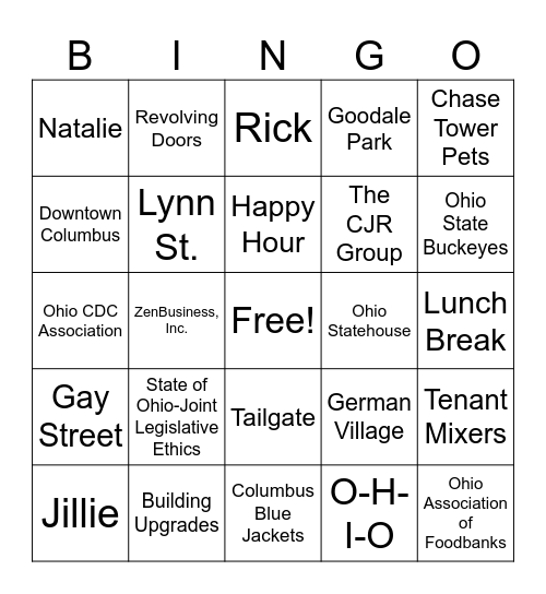 Chase Tower Bingo Card