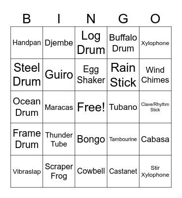 Instrument BINGO Card