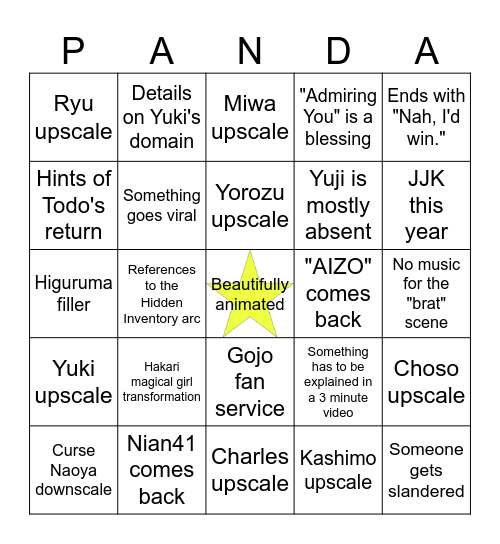 JJK S4 Bingo Card