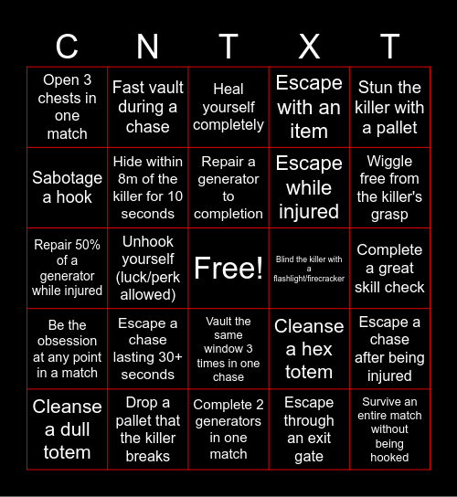 DBD BINGO Card