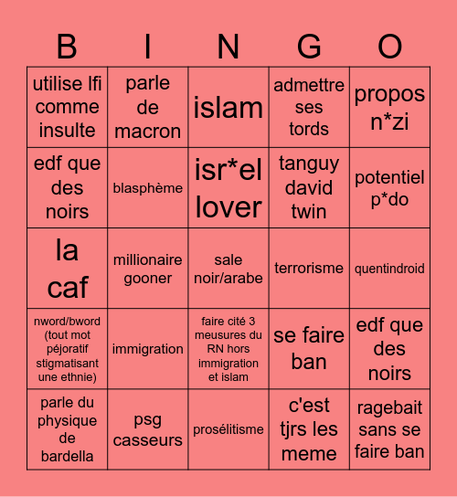 BINFG Bingo Card