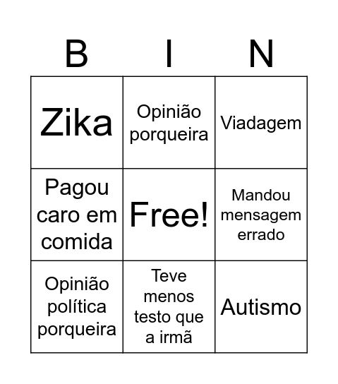 BINGO DO IGOR Bingo Card