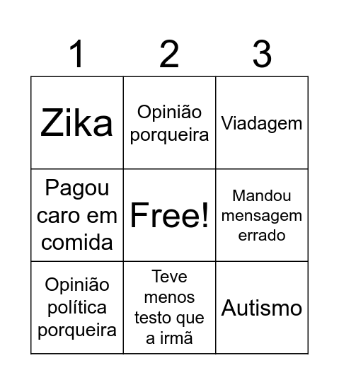 BINGO DO IGOR Bingo Card
