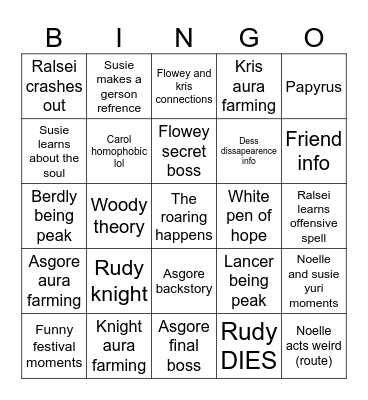DELTARUNE CHAPTER 5 Bingo Card