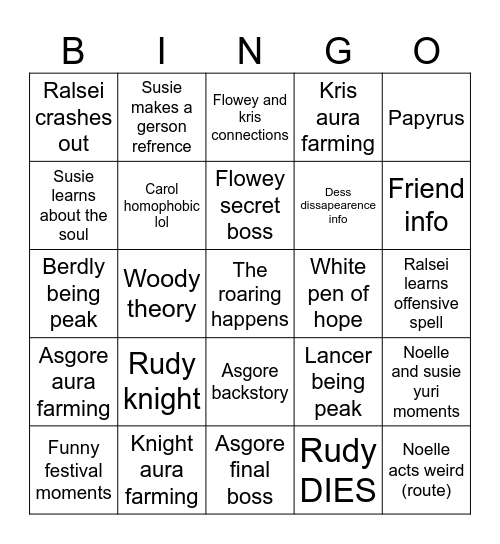 DELTARUNE CHAPTER 5 Bingo Card