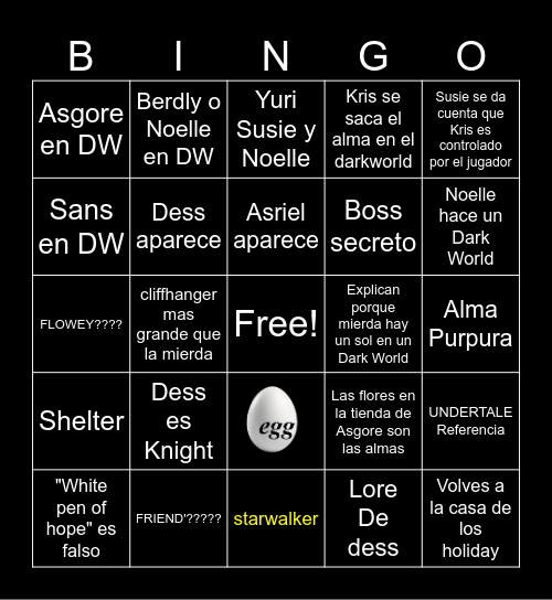 DELTARUNE CH5 Bingo Card