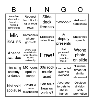 Award Bingo Card