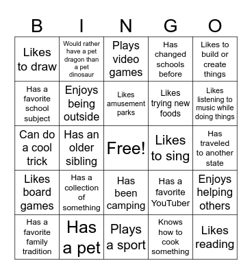 Human Bingo Card