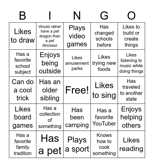 Human Bingo Card