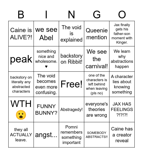 TADC EPISODE NINE BINGO Card