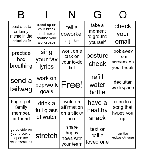 Energized Bingo Card