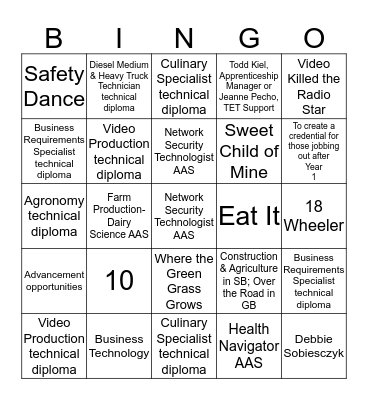 New Program Bingo Card