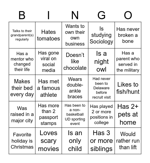 BLUE HEN BINGO Card