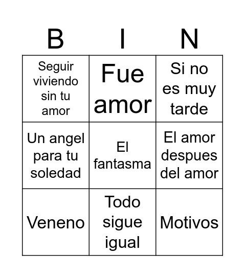 Bingo fogón Bingo Card