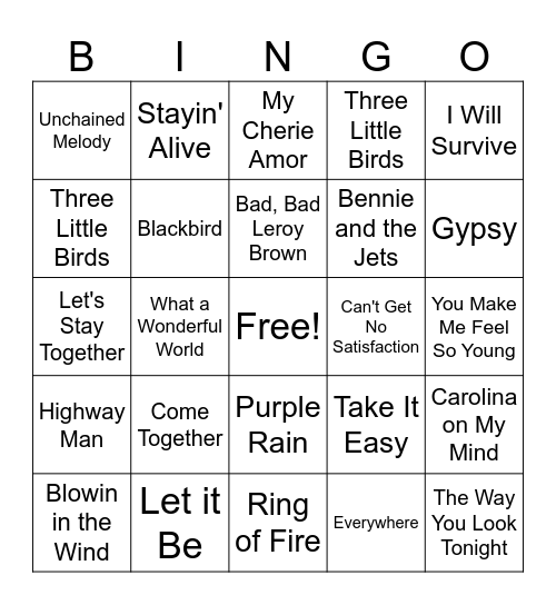 Music Bingo Card