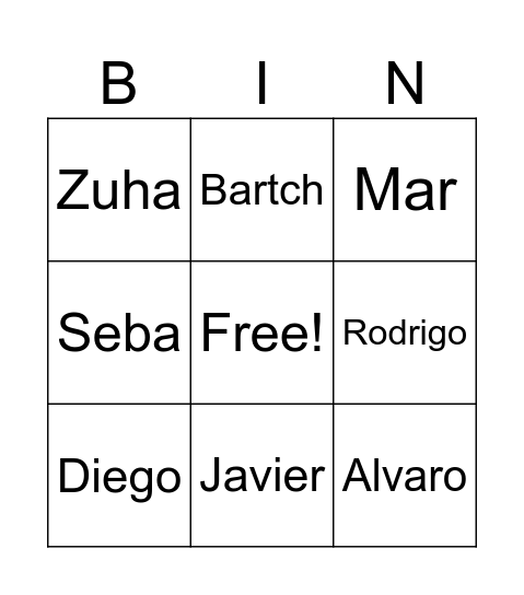 Grupo alesandro Bingo Card