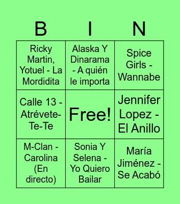BINGO MUSICAL! Bingo Card