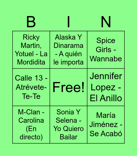 BINGO MUSICAL! Bingo Card