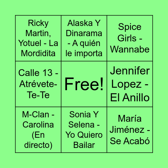 BINGO MUSICAL! Bingo Card