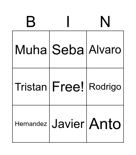 Grupo Mati Bingo Card