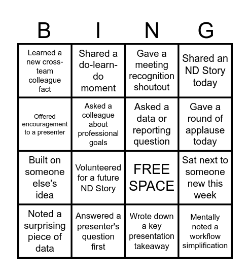 NDHR TOGETHER Bingo Card