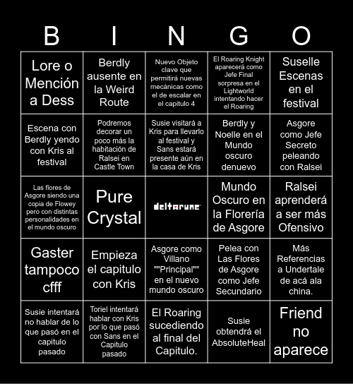 Deltarune - Capitulo 5 Bingo Card