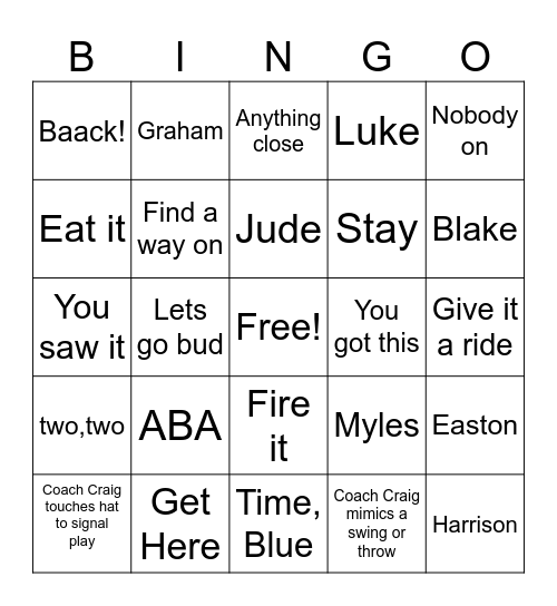 Coachisms: Father's Day Edition Bingo Card