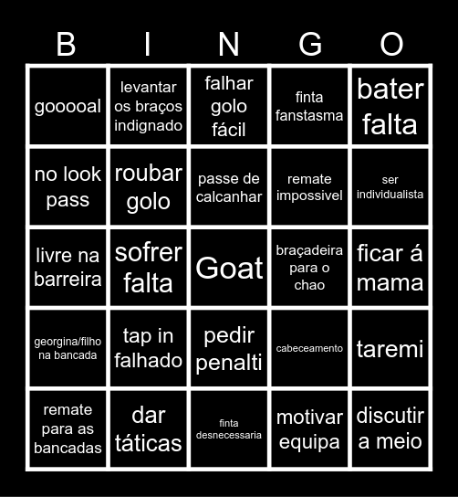 Ronaldo Bingo Card