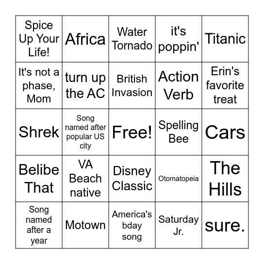 #tbt Bingo Card