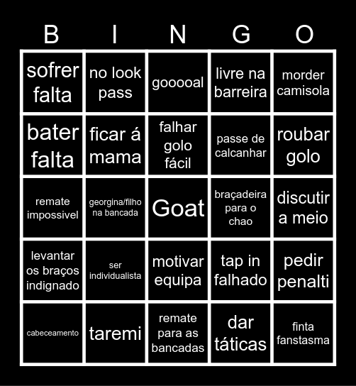 Ronaldo Bingo Card