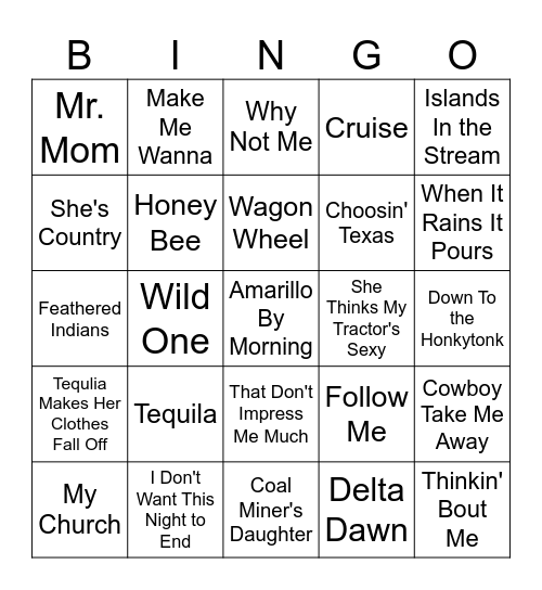 Country Music Bingo #3 Bingo Card