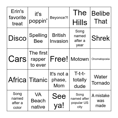 #tbt Bingo Card