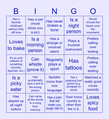 Find Someone Who Bingo Card