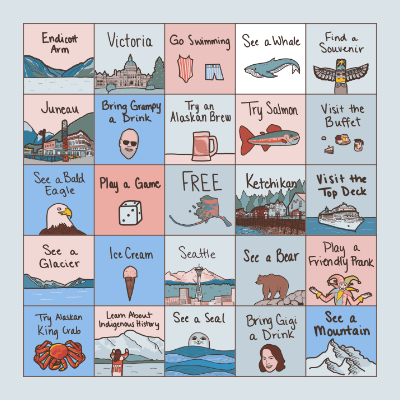 Alaskan Cruise Bingo Card