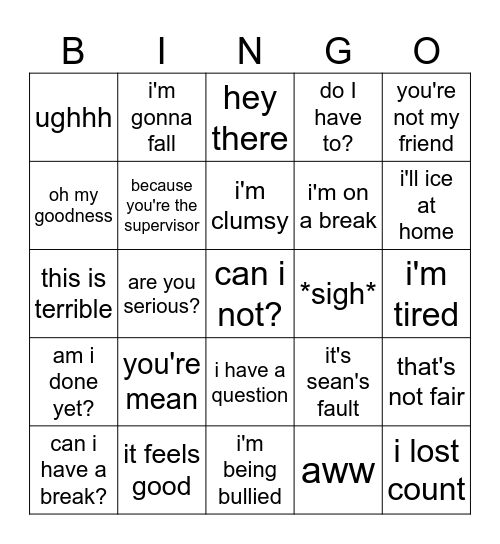 Morgan Bingo Card