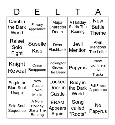 Deltarune Chapter 5 Bingo Card