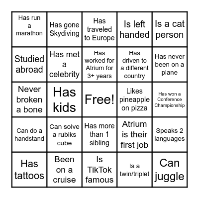 Find someone who... Bingo Card