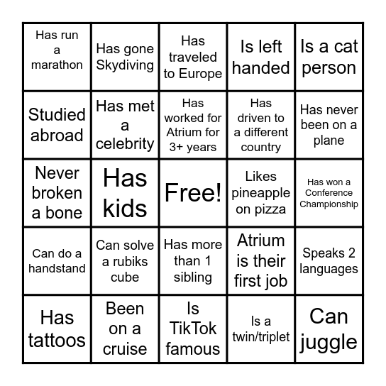 Find someone who... Bingo Card