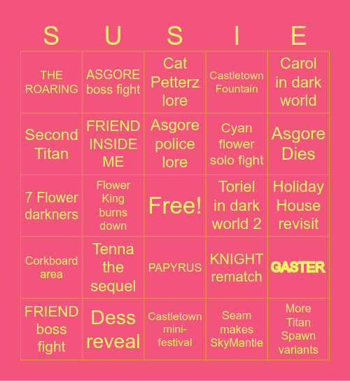 DELTARUNE Chapter 5 Bingo Card