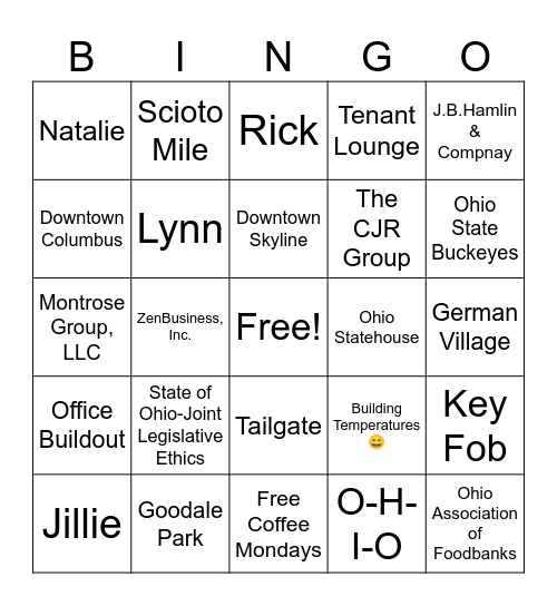 Chase Tower Bingo Card