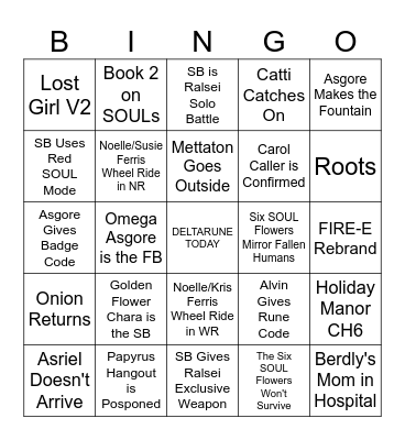 DELTARUNE Chapter 5 Bingo Card