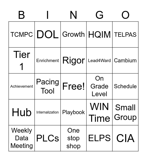 Teaching and Learning BINGO Card