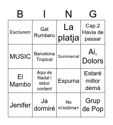 Bingo Musical Bingo Card