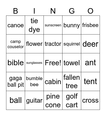 WalCamp Bing Bingo Card