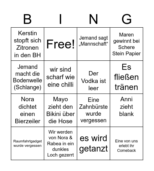 Raumfahrtsbingo Card