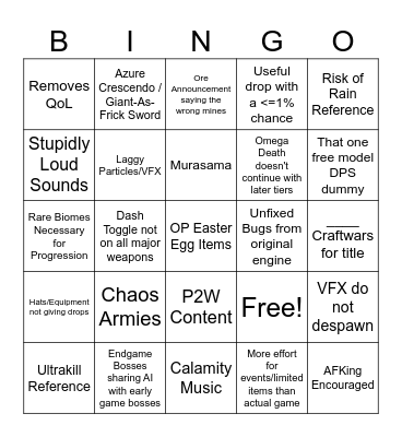 Craftwars Slop Bingo Card